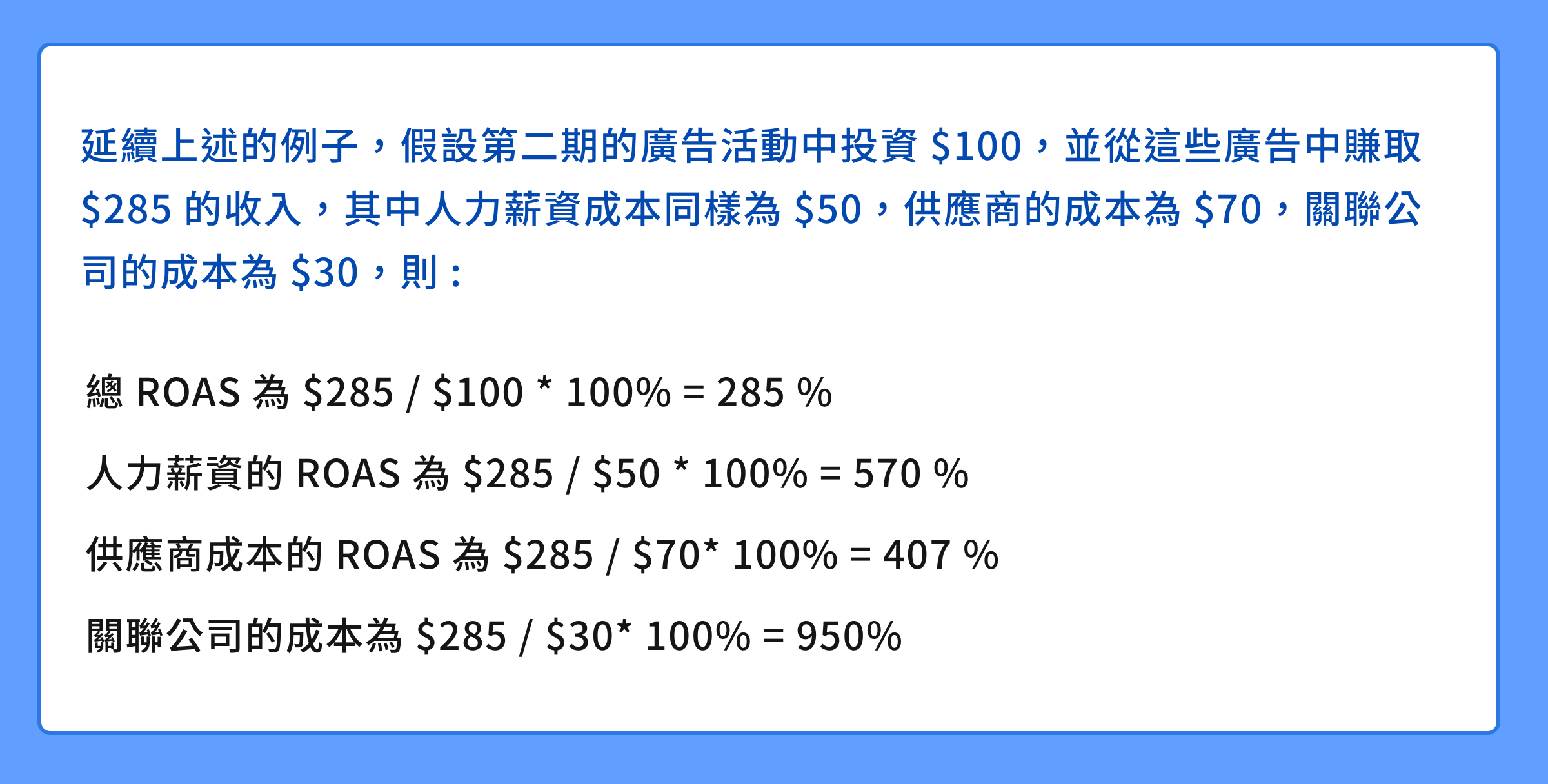 ROAS 應用重點範例