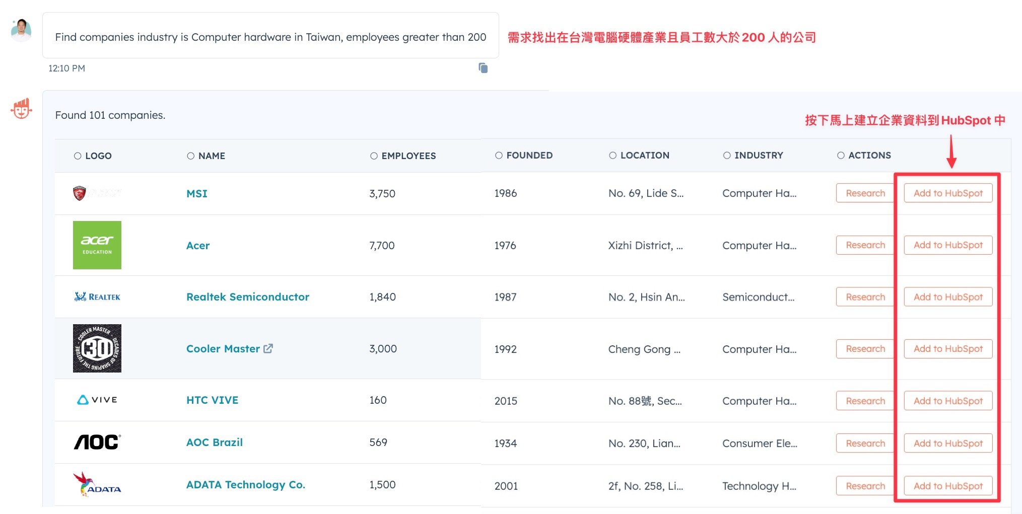 chatspot_自動建立企業資料到 HubSpot 