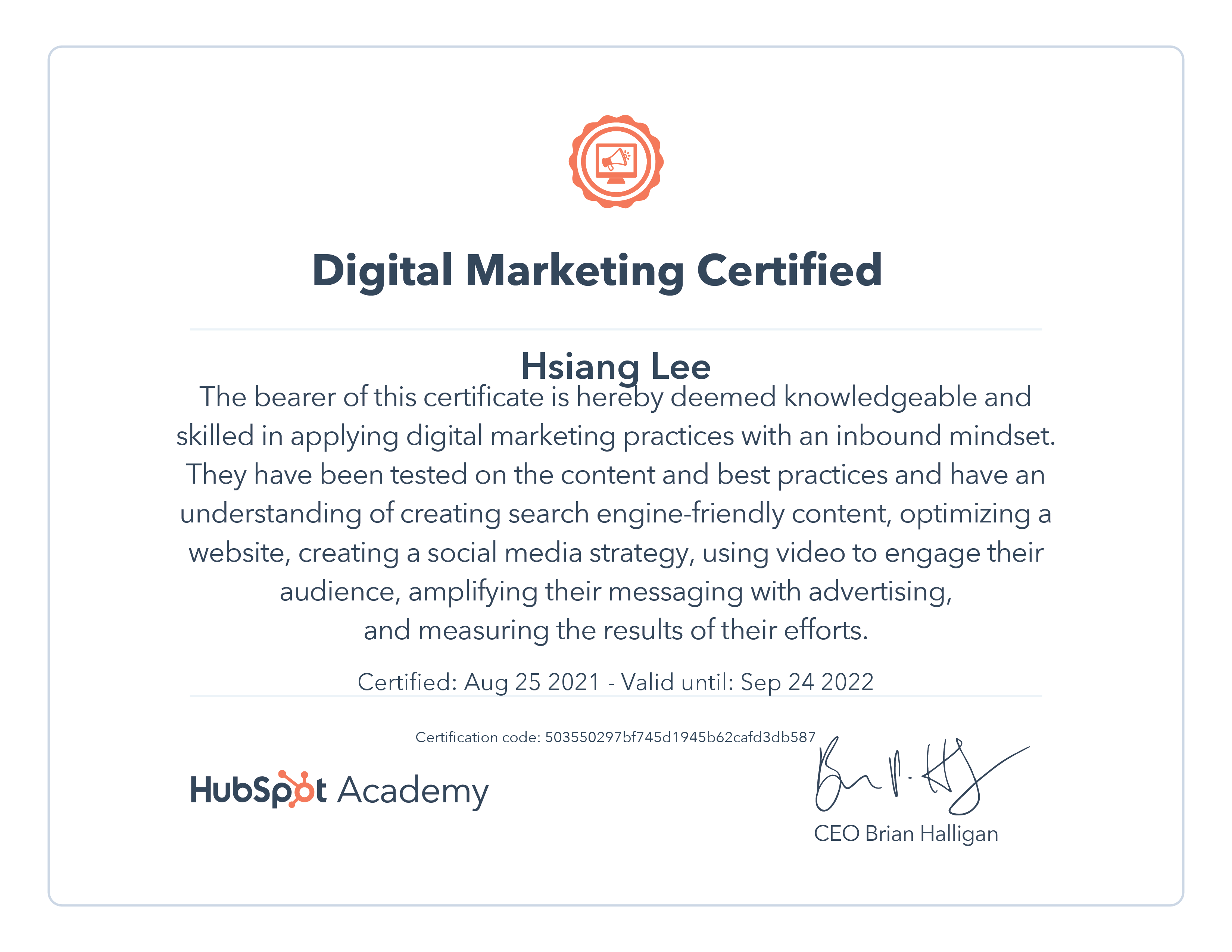 hubspot digital marketing certified